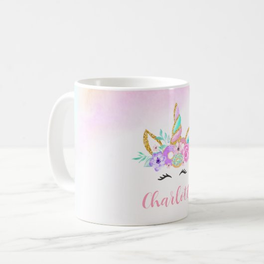 Donut & Eenhoorn gepersonaliseerd Koffiemok (Voorkant links)