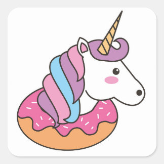 Donut eenhoorn vierkante sticker