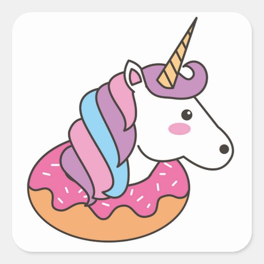 Donut eenhoorn vierkante sticker (Voorkant)
