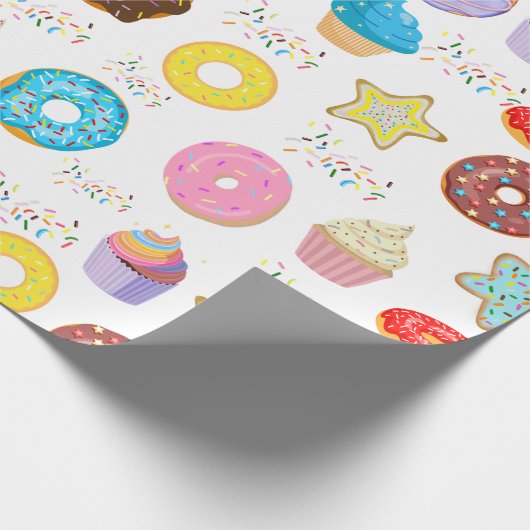 Donut en cupcakes cadeaupapier (Hoek)