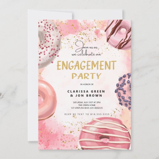 Donut ENGAGEMENT party Invitation Kaart (Voorkant)