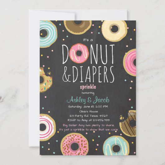 Donut et Diapeurs Invitation à saupoudrer Douche a (Devant)