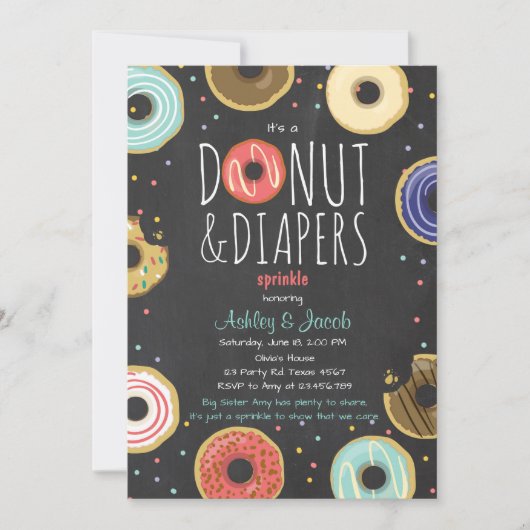 Donut et Diapeurs Invitation à saupoudrer Douche a (Devant)