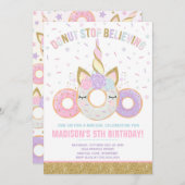 Donut Et Invitation Unicorne Ne Croyez Pas (Devant / Derrière)