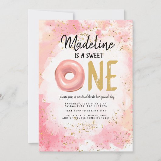 Donut First Birthday Invitation Kaart (Voorkant)