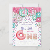 Donut First Birthday Invitation Sprinkings (Devant)