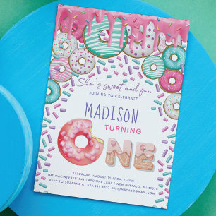Donut First Birthday Invitation Sprinkings