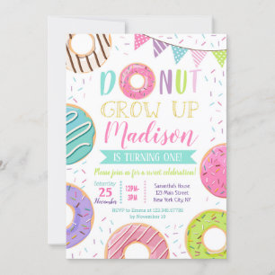 Donut First Birthday Invitations Kaart