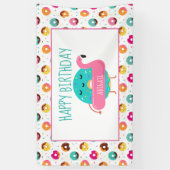 Donut Flamingo Birthday Pool Party Personalized Spandoek (Verticaal)