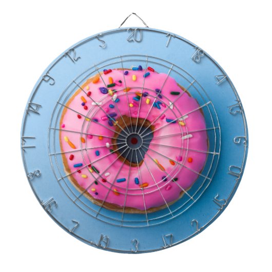 Donut foto blauw en roze modern Dartboard Dartbord (Voorkant)