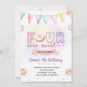 Donut FOURever doux invitation anniversaire (Devant)