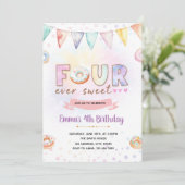 Donut FOURever doux invitation anniversaire (Debout devant)