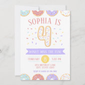 Donut Fourth Birthday Invitation Kaart (Voorkant)