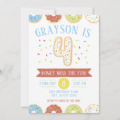 Donut Fourth Birthday Invitation Kaart (Voorkant)
