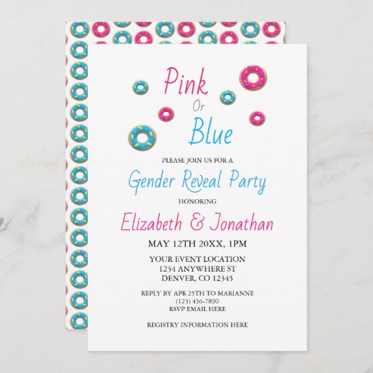 Donut Gender onthulling Kaart (Voorkant / Achterkant)