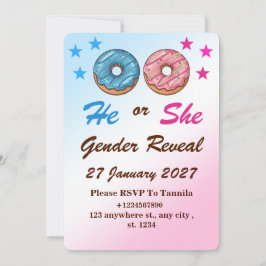 Donut Gender Reveal InvitatIon Card Kaart