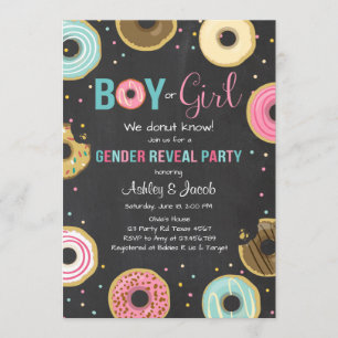 Donut Genre Révéler Invitation Garçon ou Fille Lui
