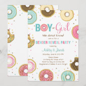 Donut Genre Révéler Invitation Garçon ou Fille Lui (Devant / Derrière)