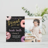 Donut Glitter Shadow Foto Donut Verjaardag Kaart (Staand voorkant)
