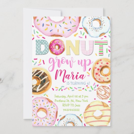 Donut grandir Enfants Doughnut Invitation annivers (Devant)