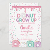 Donut Grandir Rose Donut Invitation Anniversaire (Devant / Derrière)