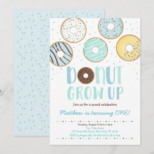 DONUT Groei Op Blauwe Donut Jongen Verjaardag Kaart