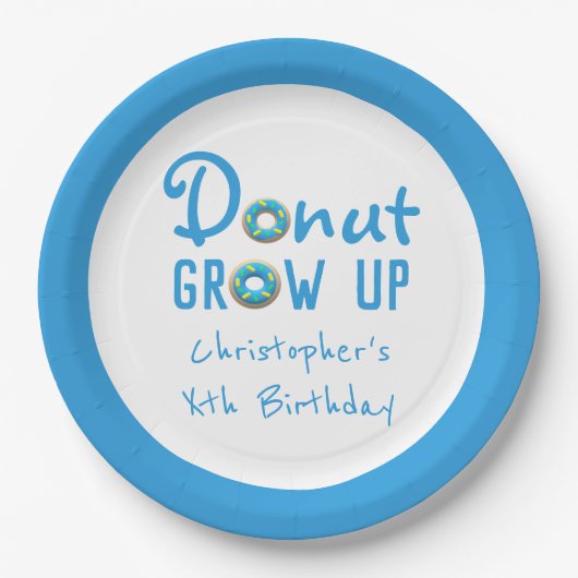 Donut Groeit Birthday Papieren Bordje (Voorkant)