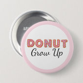 Donut groeit roze geijkte Baby eerste verjaardag Ronde Button 7,6 Cm (Voorkant /achterkant)