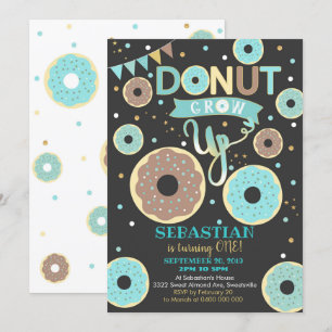 Donut Grow Up 1st Birthday Invitation Garçon Donut