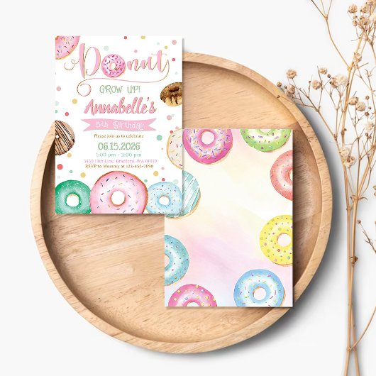 Donut Grow Up Birthday Party Invitation