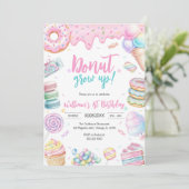 Donut Grow Up Donut Birthday Party Invitation (Debout devant)