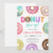 Donut Grow Up Donut Birthday Party Invitation (Devant / Derrière)