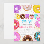 Donut Grow Up Donut Birthday Party Invitation (Devant / Derrière)