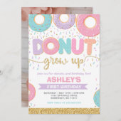Donut Grow Up First 1st Birthday Invitation (Devant / Derrière)