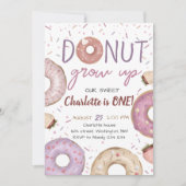 Donut Grow Up Girl Anniversaire Invitation (Devant)