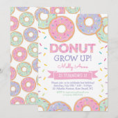 Donut Grow up Girl Anniversaire Invitation rose (Devant / Derrière)