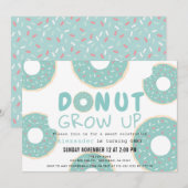 Donut Grow Up Turquoise Blue Boy 1e verjaardag Kaart (Voorkant / Achterkant)
