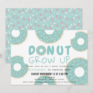 Donut Grow Up Turquoise Blue Boy 1e verjaardag Kaart