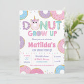 Donut Grow Up Unicorn Anniversaire Invitations Fil (Debout devant)