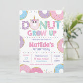Donut Grow Up Unicorn Anniversaire Invitations Fil (Debout devant)