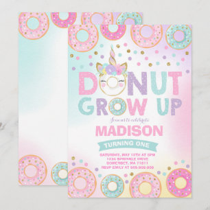 Donut Grow Up verjaardagsuitnodiging Donut & Eenho Kaart