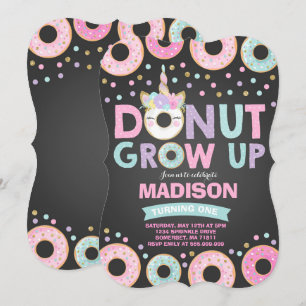 Donut Grow Up verjaardagsuitnodiging Donut & Eenho Kaart