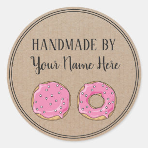 Donut Handmade Door schattig roze Craft Ronde Sticker