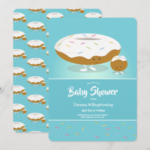 Donut Hole Sprinkles Schattige Blauw Baby shower Kaart