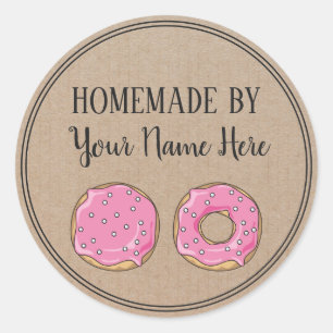 Donut Homemade door  schattig roze Craft Ronde Sticker