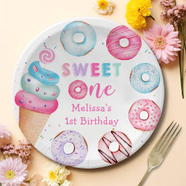 Donut Ice Cream Sweet One Party Papier Borden Papieren Bordje