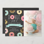 Donut Invitation Anniversaire Donut bey party (Devant / Derrière)