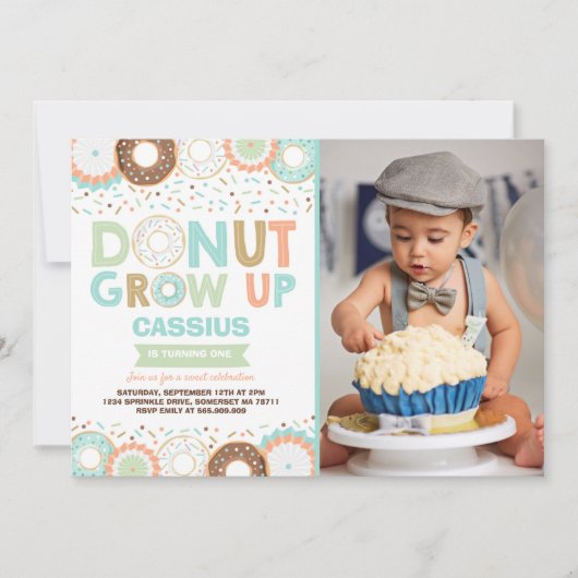 Donut Invitation Anniversaire Donut Grow Up Party (Devant)
