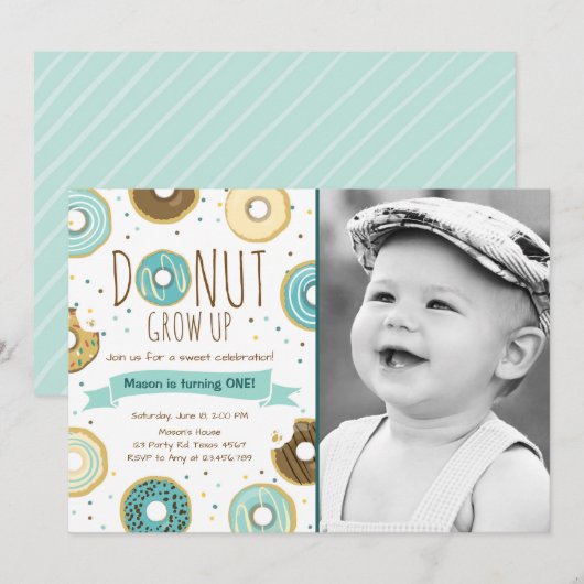 Donut Invitation Anniversaire Donut Grow Up Party (Devant / Derrière)