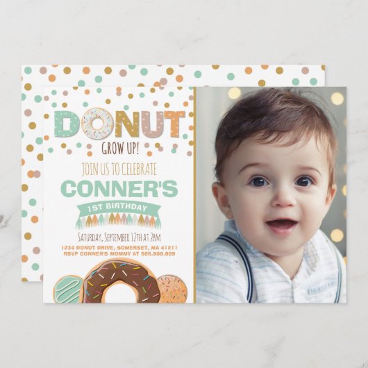 Donut Invitation Anniversaire Donut Grow Up Party (Devant / Derrière)